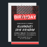 Invitaciones de Black 18th cumpleaños Hombres Fies<br><div class="desc">Invitaciones de Black 18th cumpleaños Hombres Fiesta Rojo</div>