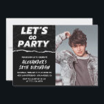 Invitaciones de Black 18th cumpleaños Hombres Foto<br><div class="desc">Invitaciones de negro por 18 años Hombres Foto FIESTA DE LET GO</div>