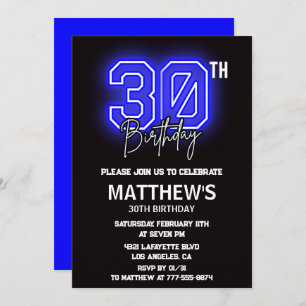 Invitaciones de Black 30 por cumpleaños Men Sport 