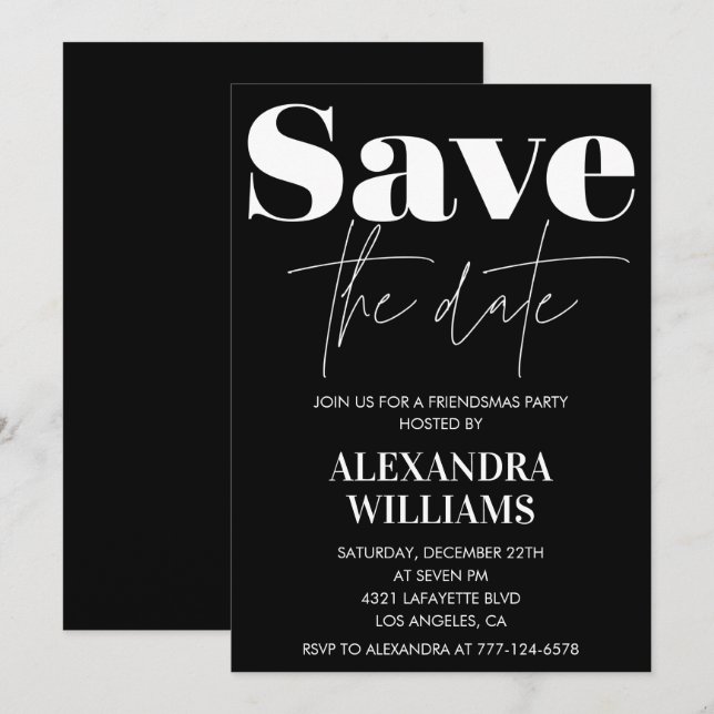 Invitaciones de Black Friendsmas Guardar la fecha (Anverso / Reverso)