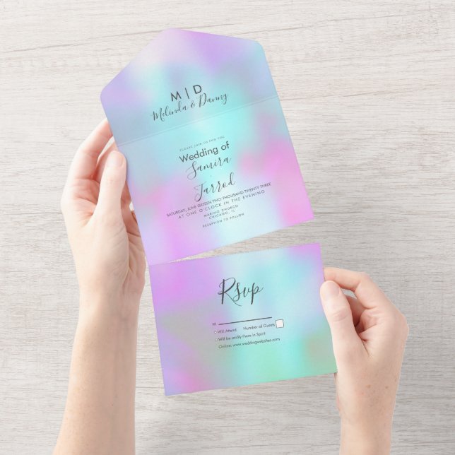Invitaciones de Boda Abstractas Coloridas Rosa Azu (desgarro)