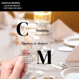 Invitaciones de boda ACRÍLICAS con LETRAS NEGRAS I