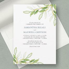 Invitaciones de boda acuarela con vegetación