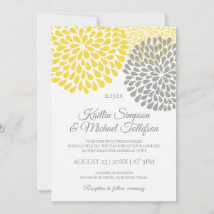 Invitaciones de boda amarillas y grises   Florales
