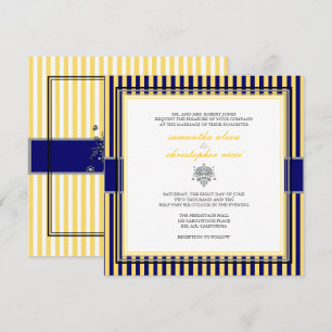 INVITACIONES DE BODA AMARILLO+NAVY BLUE STRIPS