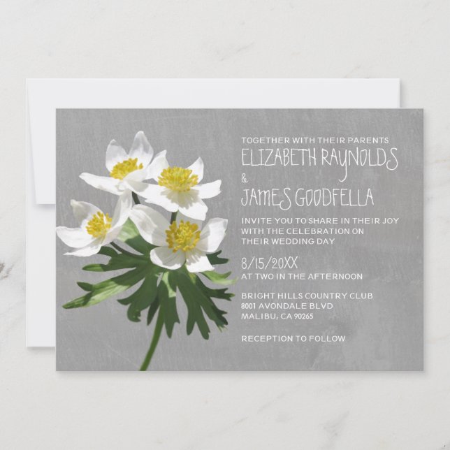 Invitaciones de boda anémonas (Anverso)