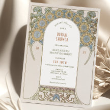 Invitaciones de boda antiguas Art Nouveau Deco