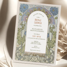 Invitaciones de boda antiguas Art Nouveau Deco