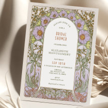 Invitaciones de boda antiguas con estilo Art Nouve
