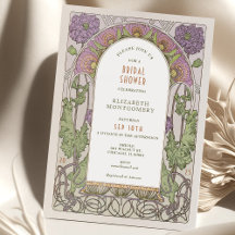 Invitaciones de boda antiguas con estilo Art Nouve