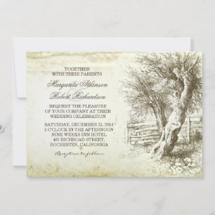 invitaciones de boda antiguas en papel de árbol rú