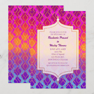 Invitaciones de boda árabes marroquíes de colores 