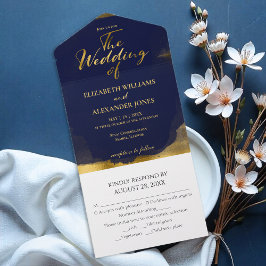 Invitaciones De Boda | Azul abstracto