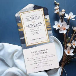 Invitaciones De Boda | Azul abstracto