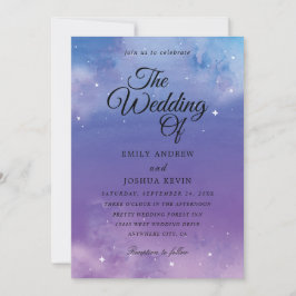 invitaciones de boda azul claro y púrpura