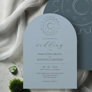 Invitaciones de boda azul Industrial Chic Steal