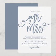 Invitaciones de Boda Azul Polvoriento | Letra a Ma
