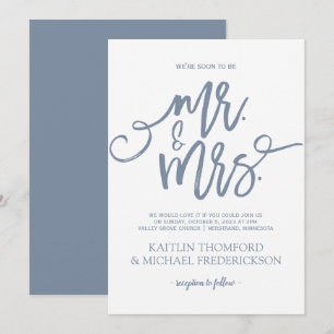 Invitaciones de Boda Azul Polvoriento Letra a Ma