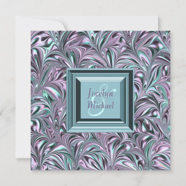 Invitaciones de boda azul turquesa lavanda (Anverso)