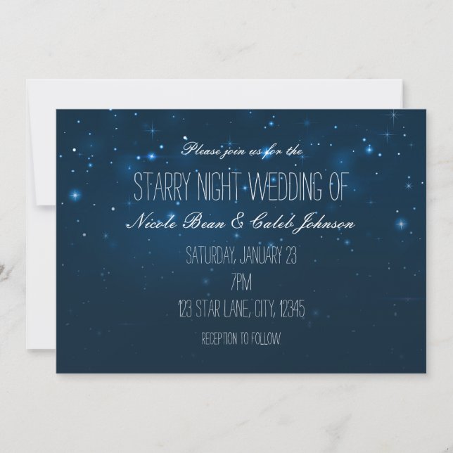 Invitaciones de boda azules del cielo nocturno est (Anverso)