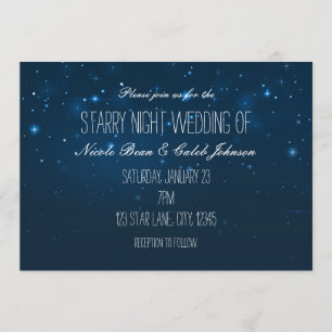 Invitaciones de boda azules del cielo nocturno est