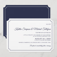 Invitaciones de boda básicas con borde (azul marin