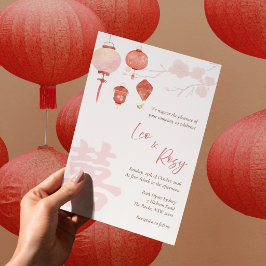 Invitaciones de boda bilingües chinas con faroles