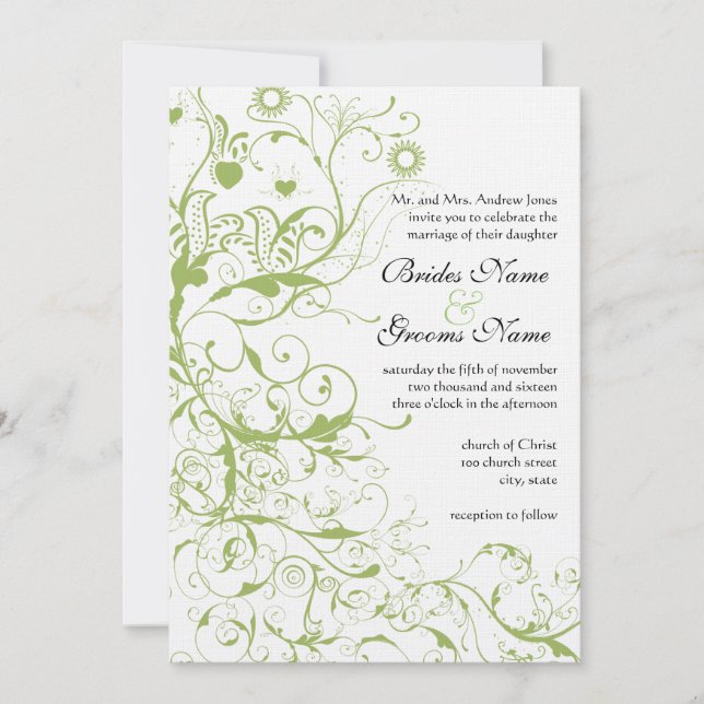 Invitaciones de boda Birds & Swirls #17 (Anverso)