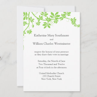 Invitaciones De Boda Blanca Y Verde Claro