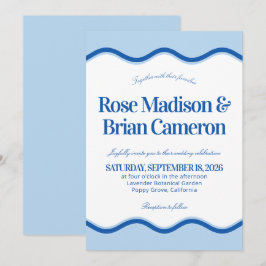 Invitaciones de boda Blue Wavy Cabana