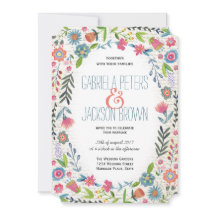 Invitaciones de boda Boho acuarela floral