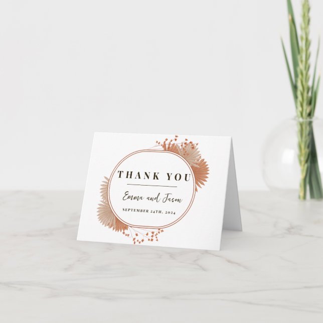 Invitaciones de boda boho con hierba de pampas neu (Anverso)