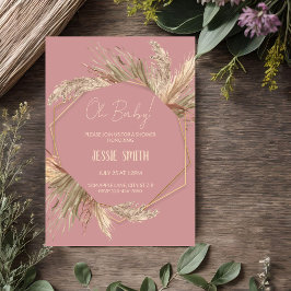 Invitaciones de Boda Boho con Pasto de Pampas Rosa