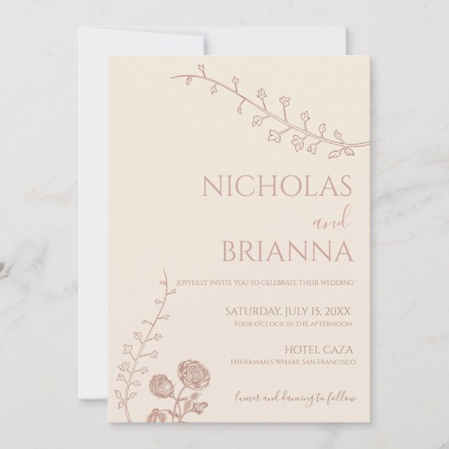 invitaciones de boda boho minimalistas (Anverso)