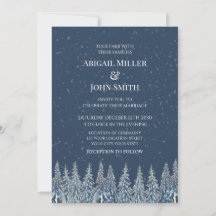 Invitaciones de boda bosque rústico azul de invier