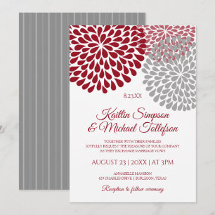 Invitaciones de Boda Burgundy & Gris   Floral & Di