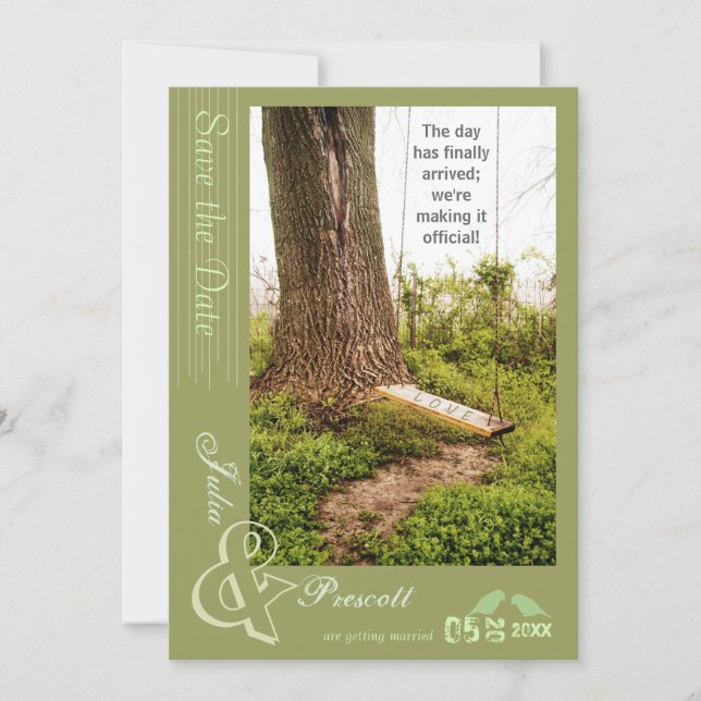 Invitaciones de boda campestre para guardar la fec (Anverso)