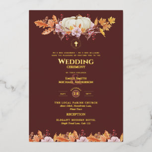 Invitaciones de boda católica Otoño Calabazas