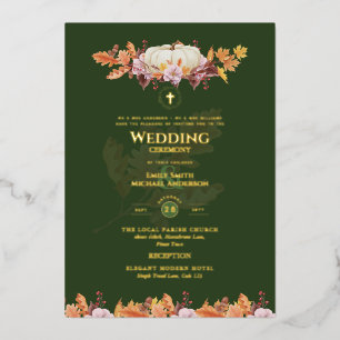 Invitaciones de boda católica Otoño Calabazas