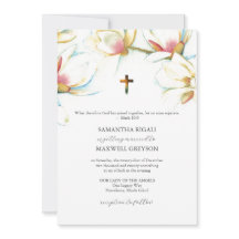 Invitaciones de boda católicas con flores de acuar