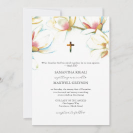Invitaciones de boda católicas con flores de acuar