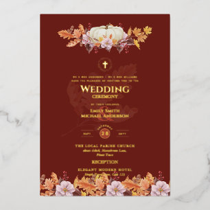 Invitaciones de Boda Católicas Otoño Calabazas Caí