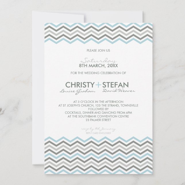 INVITACIONES DE BODA :: chevron1 5x7 3 (Reverso)