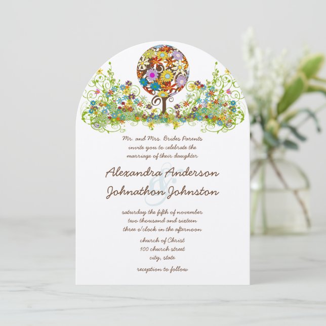 Invitaciones de boda Círculo de amor del bosque má (Anverso de pie)