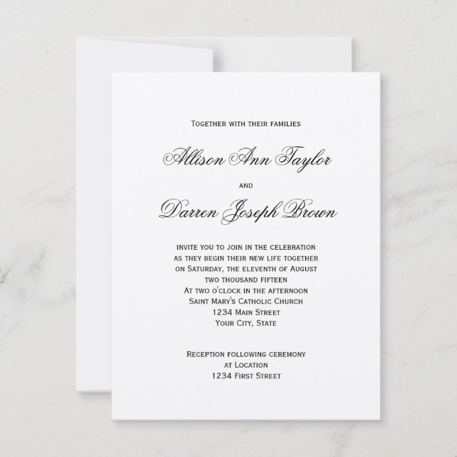 Invitaciones de boda clásicas (Anverso)