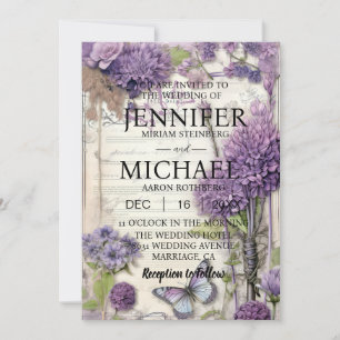 Invitaciones de boda clásicas con mariposas