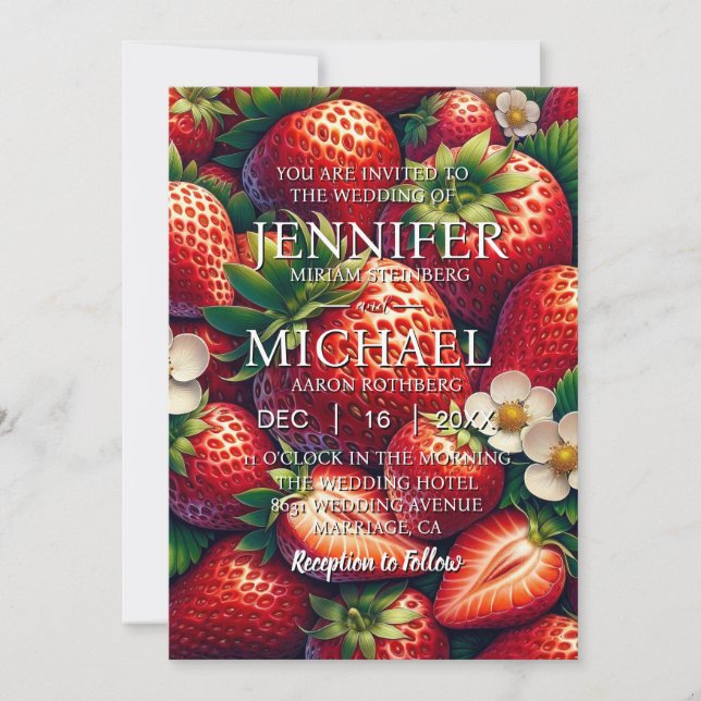Invitaciones de Boda Clásicas de Fresas (Anverso)