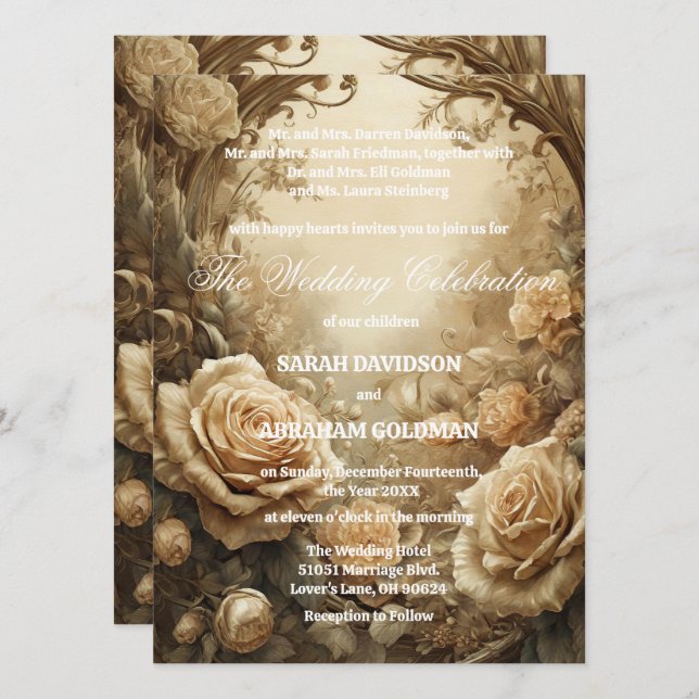 Invitaciones de boda clásicas para padres divorcia (Anverso / Reverso)