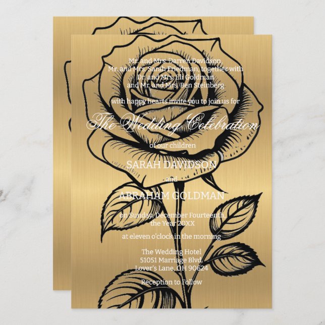 Invitaciones de boda clásicas para padres divorcia (Anverso / Reverso)