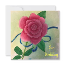 Invitaciones de boda con acuarela de cinta azul y 